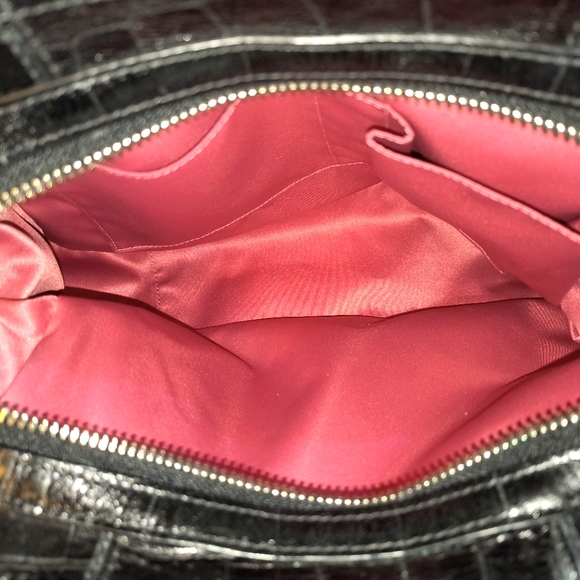 COACH Black Croc-Embossed Leather Maggie 2-Strap Purse Handbag EXC - Picture 14 of 14